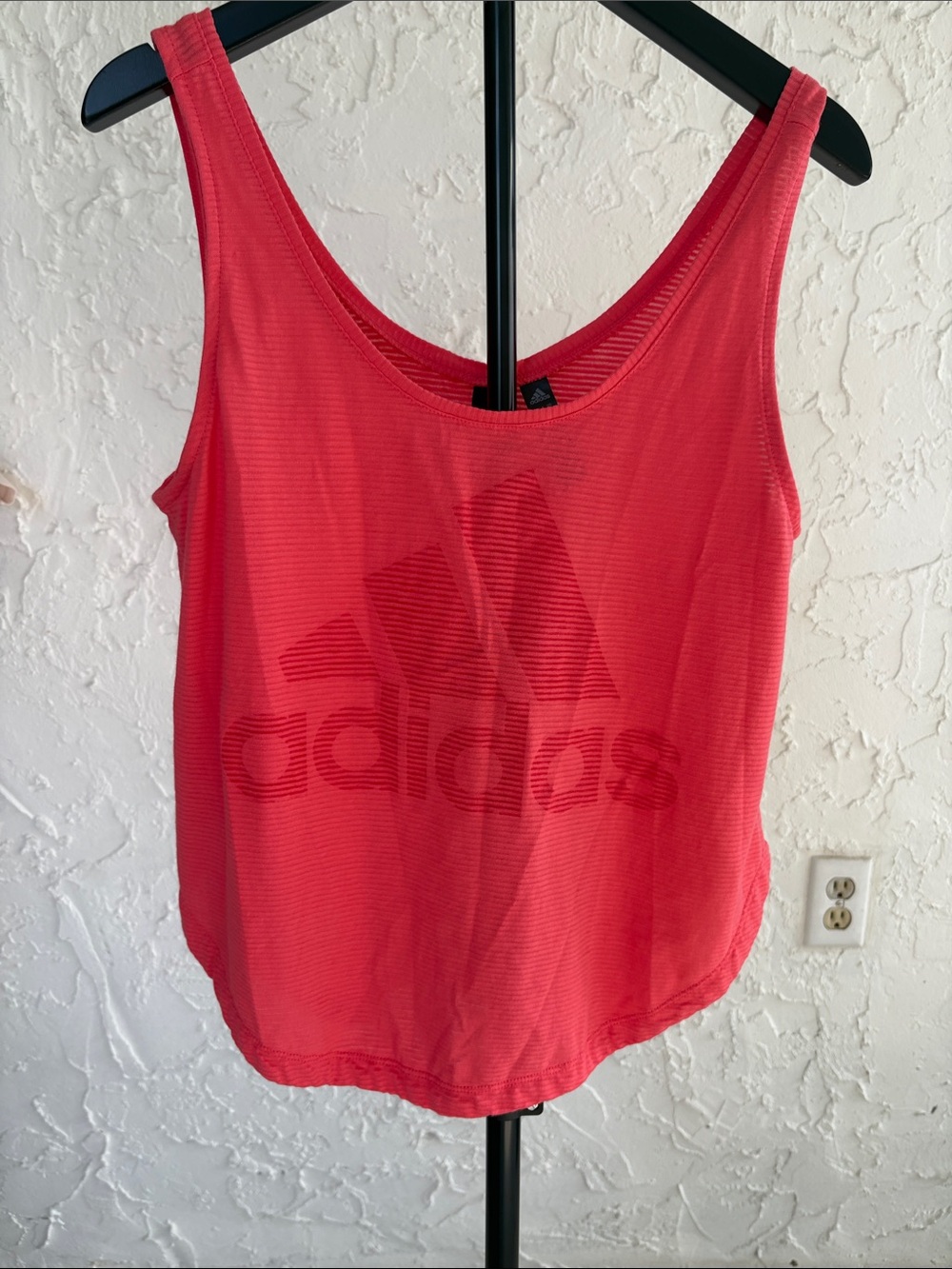 adidas Coral Red Logo Tank Top